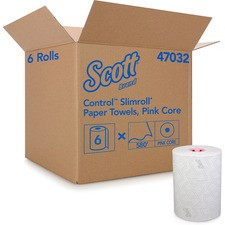 Kimberly-Clark Professional Control Slimroll Hard Roll Paper Towels for Slimroll Dispensers - 8" x 580 ft - White, Pink - Paper - 6 / Carton