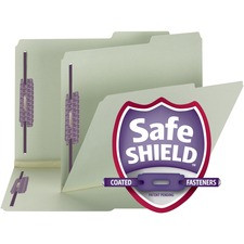 Smead 2/5 Tab Cut Letter Recycled Fastener Folder - 8 1/2" x 11" - 1" Expansion - 2 x 2S Fastener(s) - 2" Fastener Capacity for Folder - Top Tab Location - Right of Center Tab Position - Pressboard - Gray, Green - 60% Recycled - 25 / Box