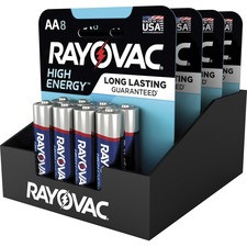 Rayovac High Energy Alkaline AA Batteries - For Calculator, Mouse, Toy, Flashlight, Portable Electronics - AA - 8 / Pack