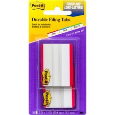 Post-it Durable Tabs - Blank Tab(s) - 1.50" Tab Height x 2" Tab Width - Red Tab(s) - 50 / Pack
