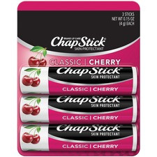 ChapStick Classic Cherry Lip Balm - 0.15 oz (4.3 g) - Cherry - Applicable on Lip - Skin - Portable - 3 / Pack