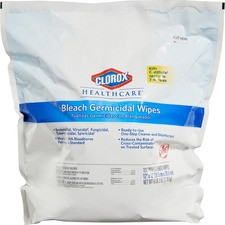 Clorox Healthcare Bleach Germicidal Wipes Refill - Ready-To-Use Wipe - 110 / Bag - 1 Each - White