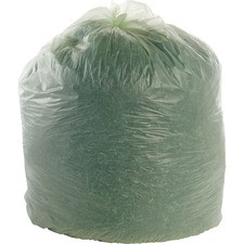 Stout EcoSafe Trash Bags - 64 gal - 48" Width x 60" Length x 0.85 mil (22 Micron) Thickness - Green - Plastic - 30/Carton