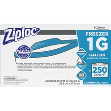 Ziploc Seal Top Gallon Freezer Bags - 1 gal - 10.75" Width x 10.56" Length x 2.70 mil (69 Micron) Thickness - Clear - 250/Carton - 250 Per Carton - Food