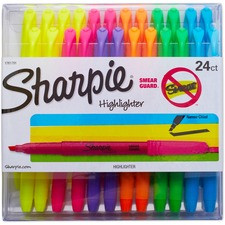 Sharpie Chisel Tip Highlighter - Chisel Marker Point Style - Assorted - 24 / Pack
