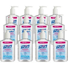 Gojo Purell Instant Hand Sanitizer Pump Dispenser Bottle - 8 fl oz (236.6 mL) - Push Pump Dispenser - Hand - Clear - Dye-free - 12 / Carton