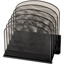 Safco Onyx Wire Mesh Desktop Organizer - 5 Compartment(s) - 1" - 12" Height x 11.3" Width x 7.3" Depth - Desktop - Black - Steel - 1 Each