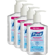 PURELL Sanitizing Gel - 8 fl oz (236.6 mL) - Pump Bottle Dispenser - Kill Germs - Hand - Clear - 4 / Bundle