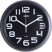 Lorell 11-5/8" Quiet Wall Clock - Digital - Quartz - Black/Plastic Case