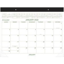 At-A-Glance Two-Color Monthly Desk Pad - Julian Dates - Monthly - 1 Year - January 2023 till December 2023 - 1 Month Single Page Layout - 22" x 17" Sheet Size - 3" x 2.02" Block - Desktop - Black - Simulated Leather, Paper - Non-refillable - 1 Each