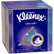 Kleenex Ultra Soft Tissues - 3 Ply - 8.25" x 8.40" - White - Soft, Strong - For Home, Office, School - 65 Per Box - 27 / Carton