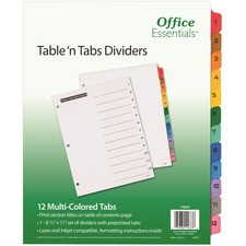 Avery Table 'N Tabs Numeric Dividers - 12 x Divider(s) - 1-12 - 12 Tab(s)/Set - 8.5" Divider Width x 11" Divider Length - 3 Hole Punched - White Paper Divider - Multicolor Paper Tab(s) - 12 / Set