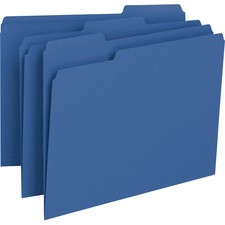 Smead Colored 1/3 Tab Cut Letter Recycled Top Tab File Folder - 8 1/2" x 11" - 3/4" Expansion - Top Tab Location - Assorted Position Tab Position - Navy Blue - 10% Recycled - 100 / Box