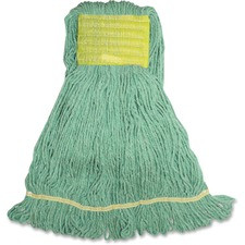Genuine Joe GJOSGR5B, Wide Band Synthetic Blend Mophead, 1 Each, Green Tint - Synthetic Fiber, Cotton, Rayon