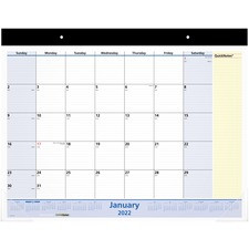 At-A-Glance QuickNotes Monthly Desk Pad - Julian Dates - Monthly - 13 Month - January 2023 till January 2024 - 1 Month Single Page Layout - 22" x 17" Sheet Size - 2.50" x 2.50" Block - Desktop - Blue, Yellow - Poly - 1 Each