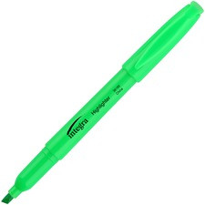 Integra Pen Style Fluorescent Highlighters - Chisel Marker Point Style - Green - 1 Dozen