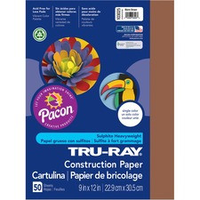 Tru-Ray Construction Paper - 12"Width x 9"Length - 50 / Pack - Brown - Sulphite