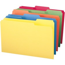 Smead Colored 1/3 Tab Cut Legal Recycled Top Tab File Folder - 8 1/2" x 14" - 3/4" Expansion - Top Tab Location - Assorted Position Tab Position - Blue, Green, Orange, Red, Yellow - 10% Recycled - 100 / Box