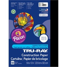Tru-Ray Construction Paper - 12"Width x 9"Length - 50 / Pack - Black - Sulphite