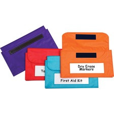 C-Line Magnetic Storage Pocket - 1.5" Height x 9.8" Width6" Length - Orange, Red, Purple, Turquoise - 4 / Pack