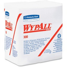 Wypall X80 Folded Wipers - Wipe - 12.50" Width x 12" Length - 50 / Packet - 4 / Carton - White
