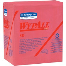 Wypall X80 Cloths - Wipe - 12.50" Width x 12" Length - 50 / Packet - 200 / Carton - Red