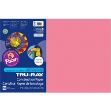 Tru-Ray Construction Paper - 12"Width x 18"Length - 76 lb Basis Weight - 50 / Pack - Shocking Pink - Sulphite