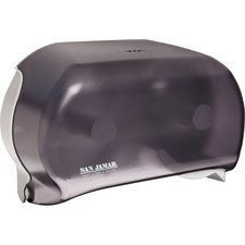 San Jamar Dual Roll Tissue Dispenser - Roll Dispenser - 2 x Roll - 12.8" Height x 12.2" Width x 5.7" Depth - Plastic - Black Pearl - Ergonomic, Hygienic, Translucent, Compact, Contemporary Style, Durable, Break Resistant, Anti-bacterial - 1 Each
