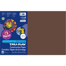 Tru-Ray Heavyweight Construction Paper - 18"Width x 12"Length - 76 lb Basis Weight - 50 / Pack - Dark Brown - Sulphite