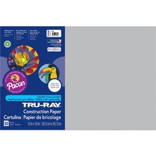 Tru-Ray Construction Paper - 18"Width x 12"Length - 76 lb Basis Weight - 50 / Pack - Gray - Sulphite