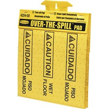 Rubbermaid Commercial Bilingual Over-The-Spill Pads - 22 / Pack - Wet Floor Print/Message - 14" Width x 16.5" Height - Portable - Polypropylene - Yellow
