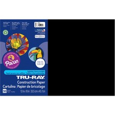 Tru-Ray Heavyweight Construction Paper - Art, Craft - 18"Width x 12"Length - 76 lb Basis Weight - 50 / Pack - Black - Paper