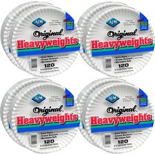 AJM Heavyweight Paper Plates - Serving, Reheating - Disposable - Microwave Safe - White - 960 / Carton