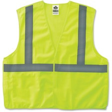 GloWear Lime Econo Breakaway Vest - Reflective, Machine Washable, Lightweight, Hook & Loop Closure, Pocket - 2-Xtra Large/3-Xtra Large Size - Lime - 1 / Each