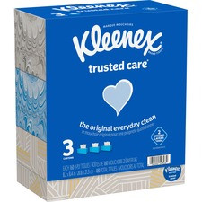 Kleenex trusted care Tissues - 2 Ply - 8.40" x 8.50" - White - Soft, Absorbent, Thick - For Face, Home - 160 Per Box - 3 / Pack