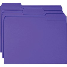 Smead Colored 1/3 Tab Cut Letter Recycled Top Tab File Folder - 8 1/2" x 11" - 3/4" Expansion - Top Tab Location - Assorted Position Tab Position - Purple - 10% Recycled - 100 / Box