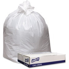 Genuine Joe Low Density White Can Liners - 45 gal - 40" Width x 46" Length x 0.90 mil (23 Micron) Thickness - Low Density - White - 100/Carton - Industrial Trash