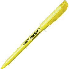 BIC Brite Liner Highlighters - Chisel Marker Point Style - Fluorescent Yellow Water Based Ink - 1 Dozen