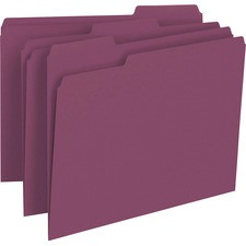 Smead Colored 1/3 Tab Cut Letter Recycled Top Tab File Folder - 8 1/2" x 11" - 3/4" Expansion - Top Tab Location - Assorted Position Tab Position - Maroon - 10% Recycled - 100 / Box