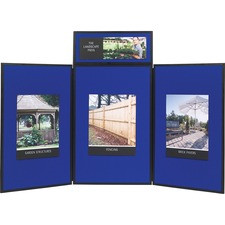 Quartet Show-It! 3-sided Display System - 36" Height x 72" Width - Gray Fabric, Blue Surface - Dual Sided, Lightweight, Resilient, Durable, Tackable - 3 - 1 / Each