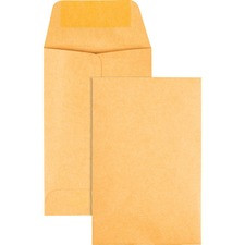 Quality Park Kraft Coin Envelopes - Coin - #1 - 2 1/4" Width x 3 1/2" Length - 28 lb - Gummed - Kraft - 500 / Box - Brown Kraft