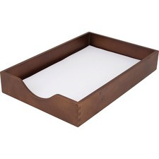 Carver Walnut Finish Solid Wood Desk Trays - Desktop - Stackable - Walnut - Oak - 1 Each