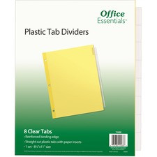 Avery Office Essentials Insertable Dividers - 8 x Divider(s) - 8 - 8 Tab(s)/Set - 8.5" Divider Width x 11" Divider Length - 3 Hole Punched - Buff Paper Divider - Clear Plastic Tab(s) - 1