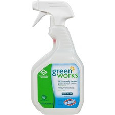 Clorox Commercial Solutions Green Works Glass & Surface Cleaner Spray - Spray - 32 fl oz (1 quart) - Original Scent - 1 Each - Clear