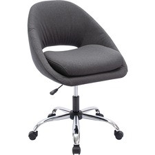 Lorell Lounge Chair - Neutral Gray Fabric Seat - Neutral Gray Fabric Back - Low Back - 5-star Base - 1 Each