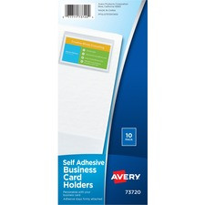 Avery(R) Self-Adhesive Business Card Holders, Top-Loading, 10 Holders (73720) - Support 3.50" x 2" Media - Vinyl - 10 / Pack - Clear