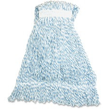 Genuine Joe GJOMBW1B, Hygrade Blue Stripes 4-ply Mophead, 1 Each, Blue,White - Rayon, Yarn