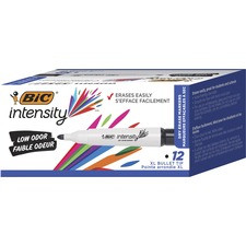 BIC Intensity Low Odor Dry Erase Markers - Chisel Marker Point Style - Black - 1 Dozen