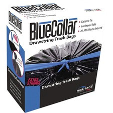 Heritage 30-gallon Drawstring Trash Bags - 30 gal - 30" Width x 34" Length x 1 mil (25 Micron) Thickness - Black - 240/Carton - Garbage