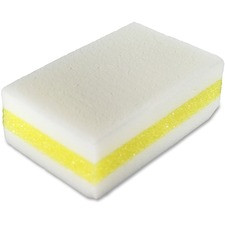 Genuine Joe Dual-Sided Melamine Eraser Amazing Sponges - 4.5" Height x 4.5" Width x 2.8" Depth - 30/Carton - Cellulose - Yellow, White